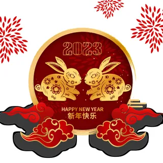 兔年新年快乐红色元素