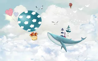 卡通儿童房背景墙壁纸壁画壁布