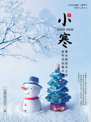 中国传统冬天小寒祝福24二十四节气节日宣传活动海报