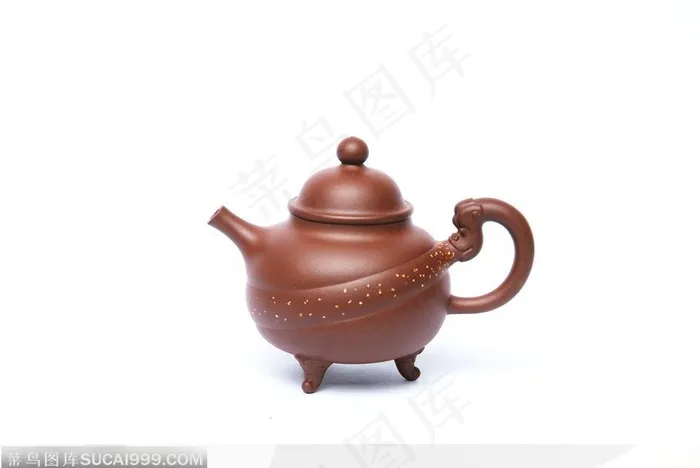 中华传统茶具紫砂壶的侧面