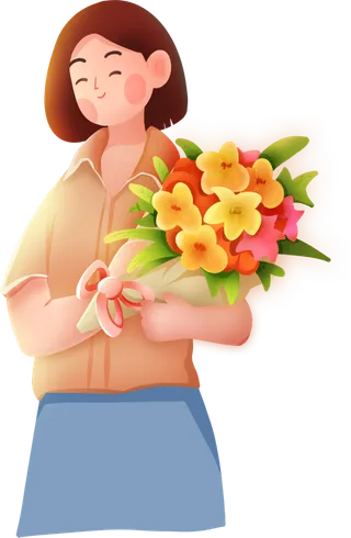 卡通插画中秋教师节的教师捧花 png免扣