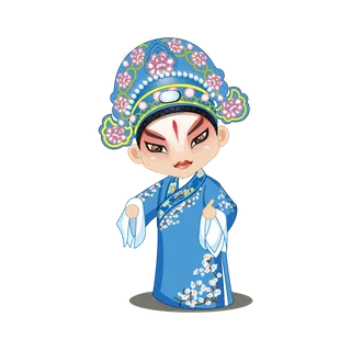 卡通京剧戏剧人物脸谱插画PNG图片 国潮中国风Q版戏剧人物PS素材