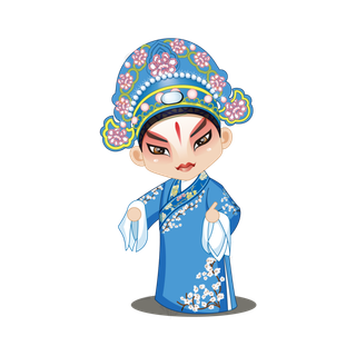 卡通京剧戏剧人物脸谱插画PNG图片 国潮中国风Q版戏剧人物PS素材