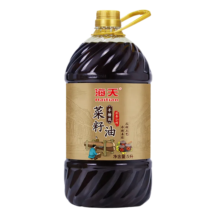 海天浓香菜籽油5升超市商品白底图免抠实物摄影png格式图片透明底