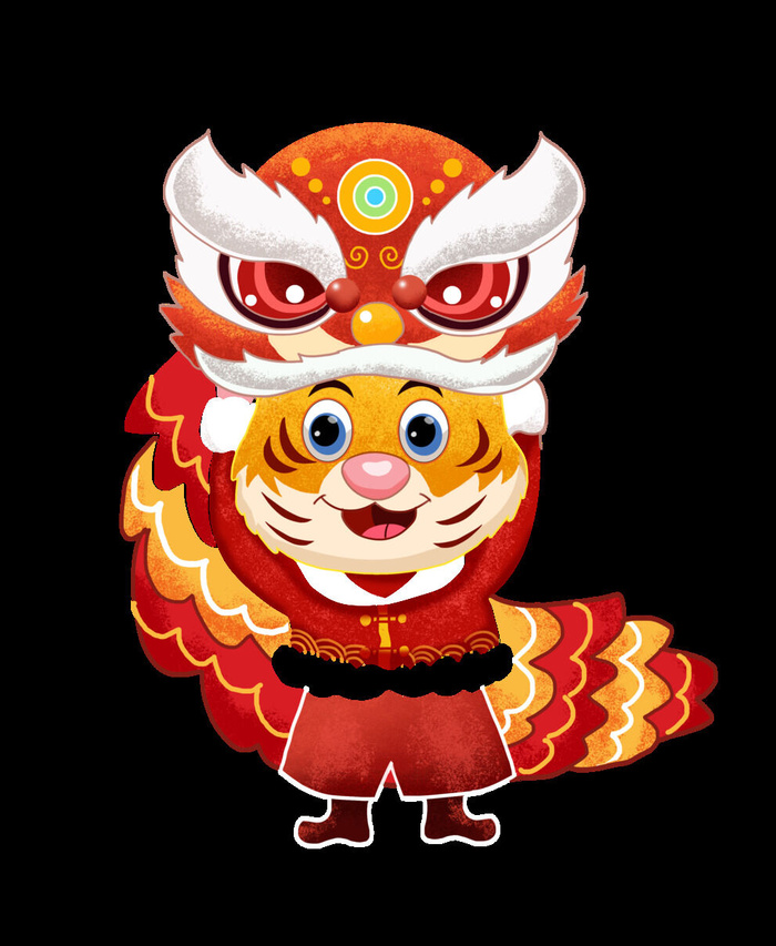2022虎年吉祥物卡通公仔小老虎形象设计福字元素手绘插画psd素材(3302x4023)psd模版下载
