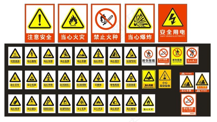 安全标识大全cdr矢量模版下载