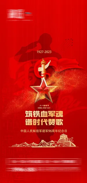 八一建军节建军96周年纪念海报 建军节