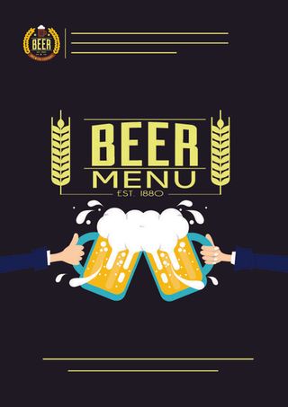 手绘黑色啤酒菜单