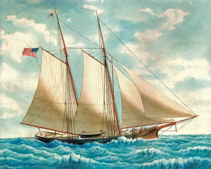 海景帆船唯美艺术插画