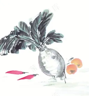 国画瓜果蔬菜鱼虾蟹文化艺术素材