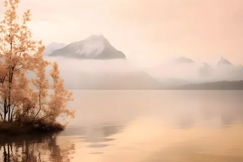 落日雪山云层河面背景 落日雪山云层河面背景