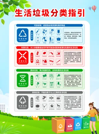 蓝色风格垃圾分类宣传单