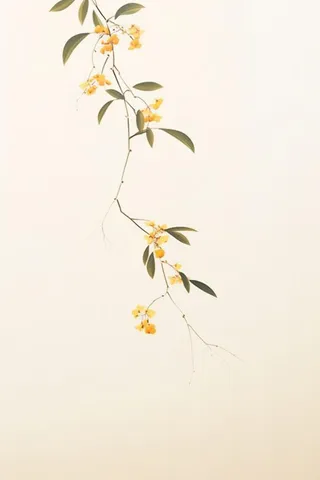 桂花枝叶清新黄色国风背景