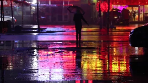 下雨天, 雨, 夜晚, 夏天, 丰富多彩的, 反射, 湿的