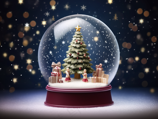 圣诞水晶球圣诞摆件摄影图