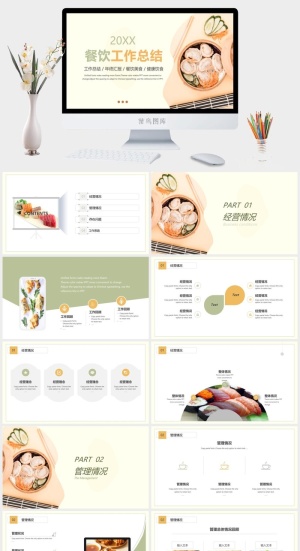 餐饮工作总结PPT模板预览图