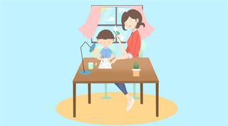 亲子教育母亲儿子作业