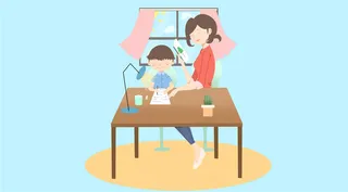 亲子教育母亲儿子作业