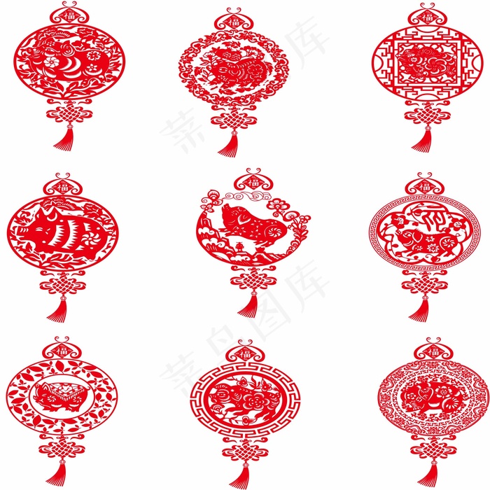 灯笼剪纸 剪纸风元素