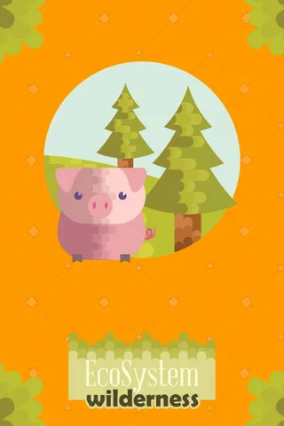 自然风景动物植物扁平矢量插画