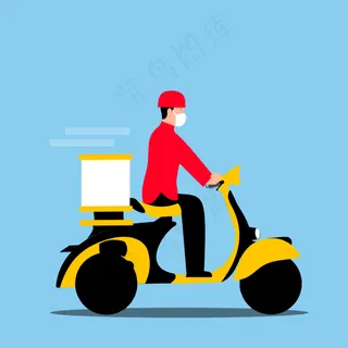 快递员送外卖插画图片