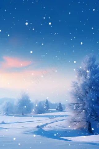 简约粉蓝创意冬天背景