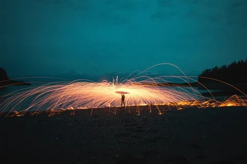 民俗文化活动打树花摄影图