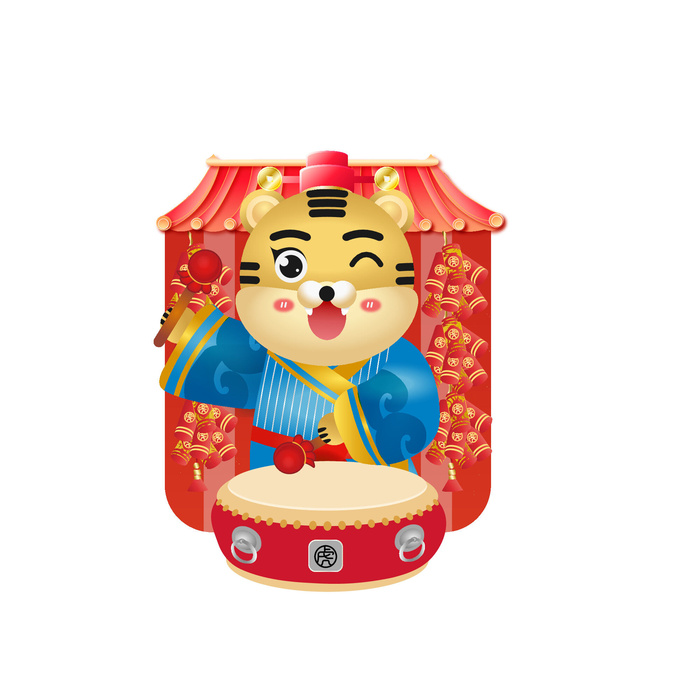 手绘2022虎年新年春节卡通老虎形象IP插画元素AI设计素材图案ai矢量模版下载
