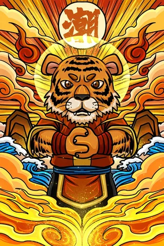 虎年中国风萌虎插画