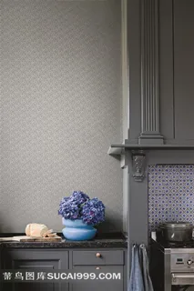 欧美室内效果图蓝花瓶