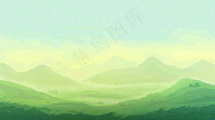 绿色延绵山脉意境国风(1456x816)