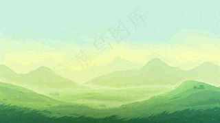 绿色延绵山脉意境国风