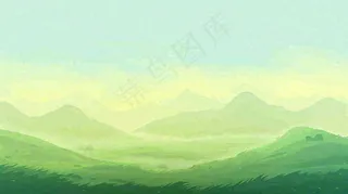 绿色延绵山脉意境国风