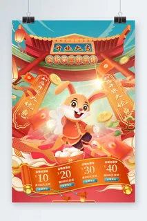 国潮风开门红庆典海报