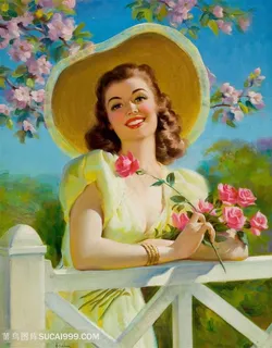 唯美时尚玫瑰花美女艺术插画 唯美时尚玫瑰花美女艺术插画