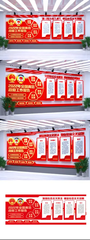 2022年全国两会*工作报告党建文化墙