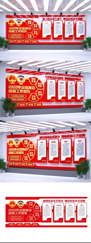 2022年全国两会*工作报告党建文化墙