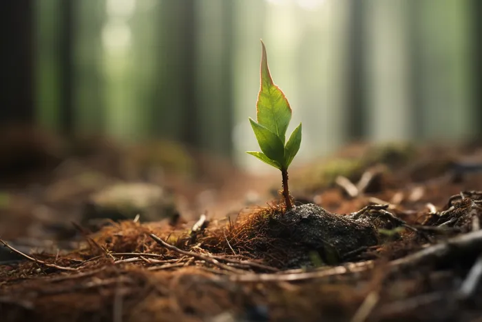 破土而出的绿芽摄影图(4032x2688)