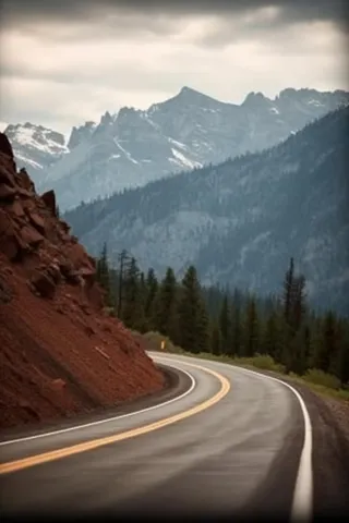 公路雪山森林背景
