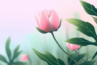 粉蓝色清爽夏日大气花朵扁平背景