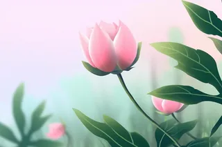 粉蓝色清爽夏日大气花朵扁平背景