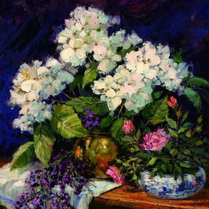 唯美花卉花瓶唯美油画