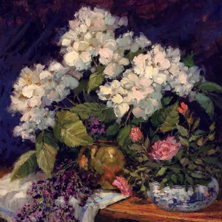 唯美花卉花瓶唯美油画