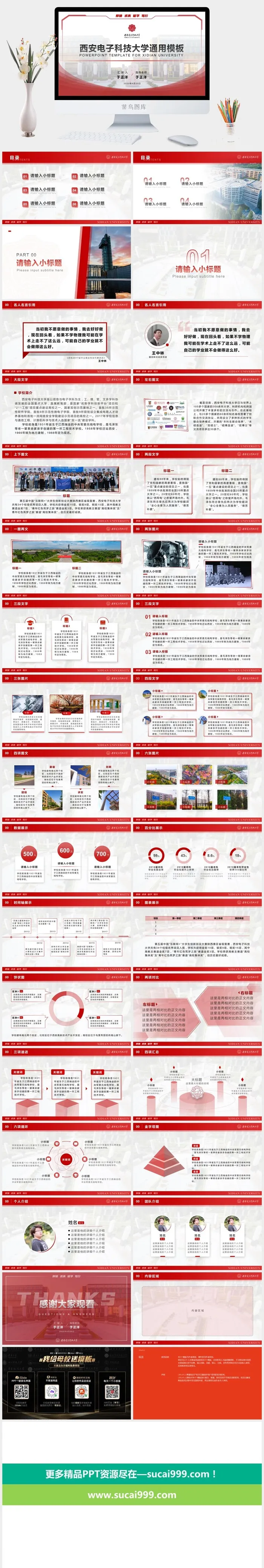 西安电子科技大学学生汇报答辩通用ppt模板