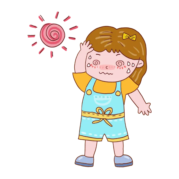 高温流汗的小女孩