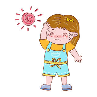 高温流汗的小女孩
