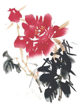 中国风国画水墨花卉素材