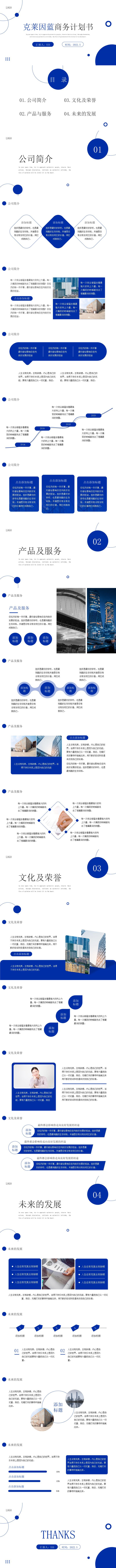 2022克莱因蓝商务计划书PPT模板
