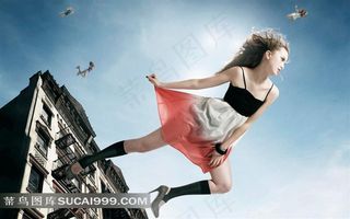 耀眼的美女桌面壁纸飞翔