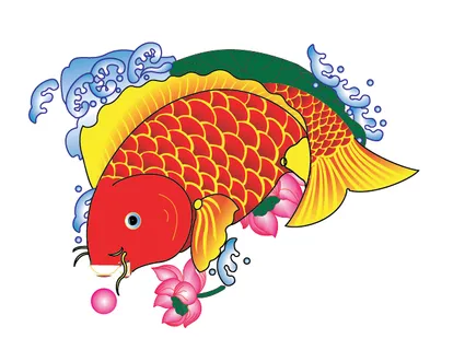 设计鲤鱼荷花素材